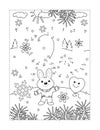 Valentine`s Day `I Love You` hidden text join the dots puzzle and coloring page